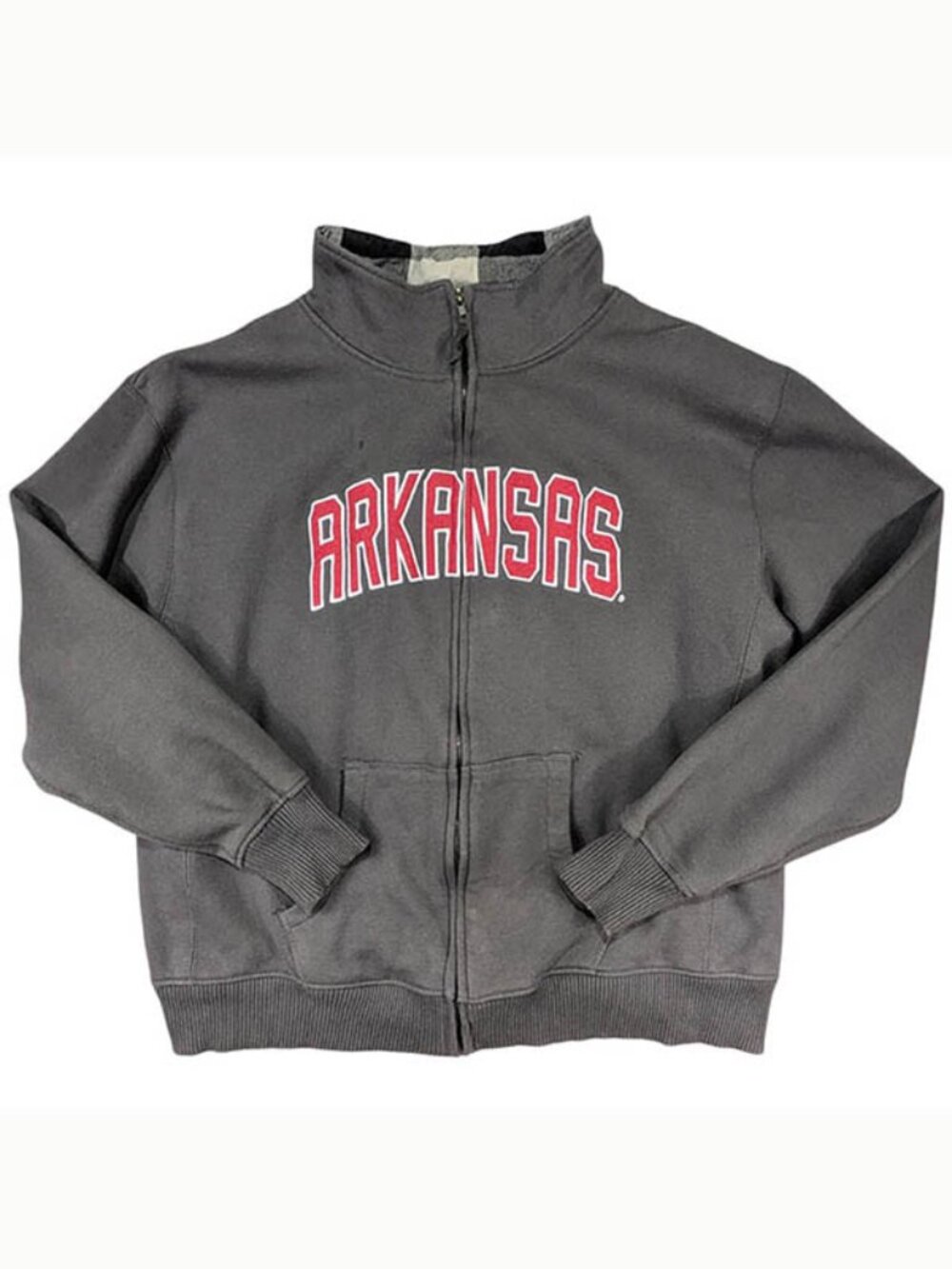 Colosseum Athletics Arkansas Razorbacks Full Zip Sweatshirt Mens 2XL Gray Preppy